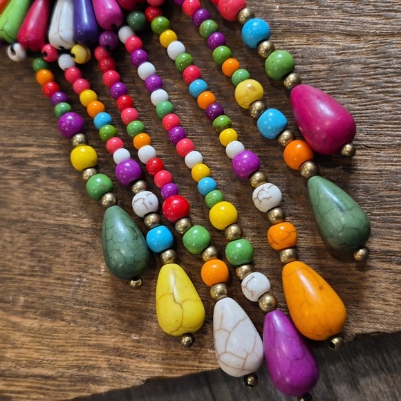 Colorful Bohemian Beaded Fringe Keychain Bag Charm Antique Bronze Hardware - Picture 7 of 8